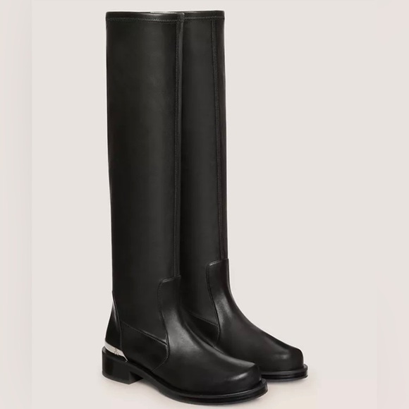 NIB Stuart Weitzman Mercer Bold Logo Slouch Black Boots Size 11 - Current Style - Picture 3 of 12
